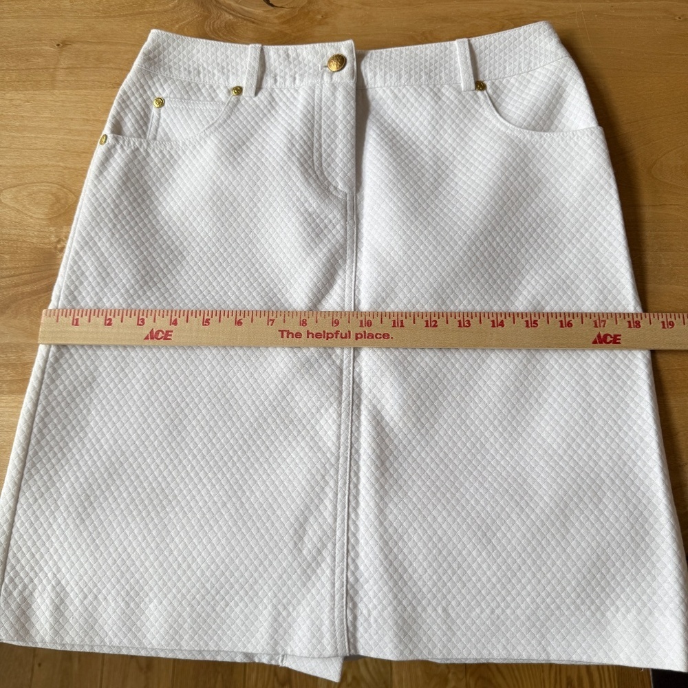J MCLAUGHLIN SKIRT PENCIL MINI QUILTED SPORTY POCKETS CHIC CASUAL PREPPY WHITE 2 - Picture 8 of 11
